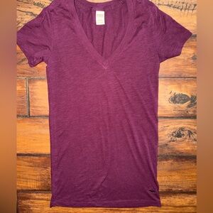 PINK Victoria's Secret Deep Burgundy V-Neck Tee